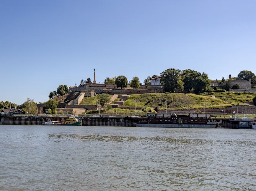 Kalemegdan Fortress Belgrade Serbia panoramic view Danube Sava